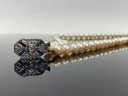 Collier de perles de culture à deux rangs,...