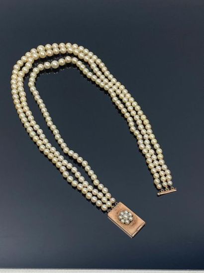 Collier de perles de culture en chute, à...