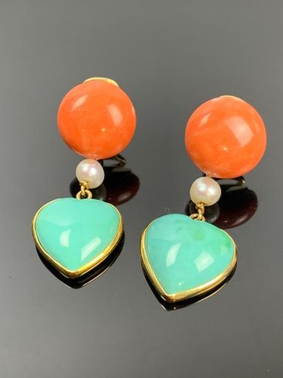 Paire de clips d'oreilles en or jaune, en...