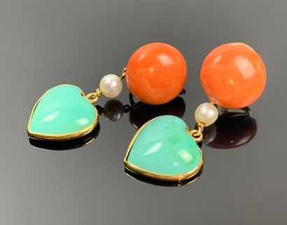 Paire de clips d'oreilles en or jaune, en...