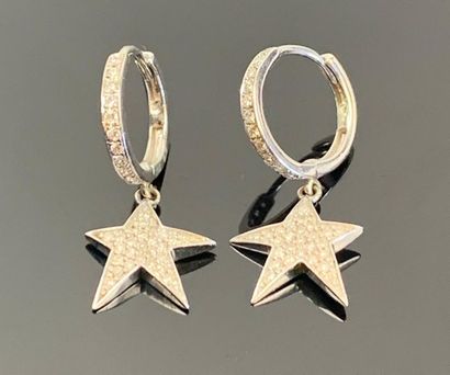 Paire de boucles d'oreilles en or blanc et...