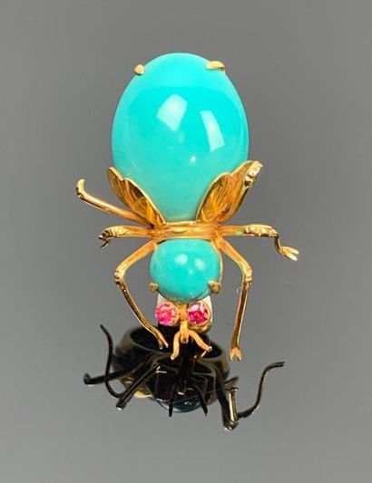 Broche en or jaune figurant une abeille,...