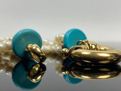 Collier de perles à cinq rangs, alternées...