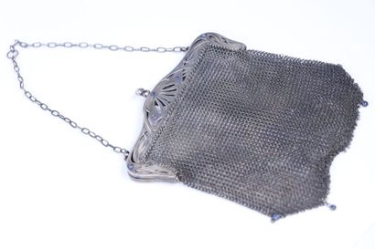 Sac de bal en argent, monture Art Nouveau...