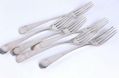 Suite de six fourchettes en argent, modèle...