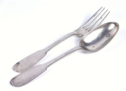Couvert de table en argent, modèle uniplat,...