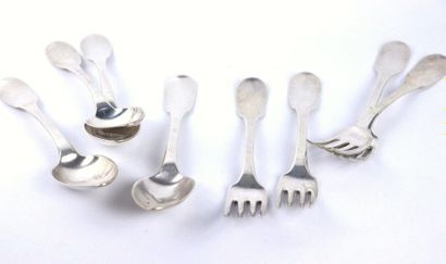 Partie de ménagère en argent, modèle uniplat,...