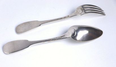 Partie de ménagère en argent, modèle uniplat,...