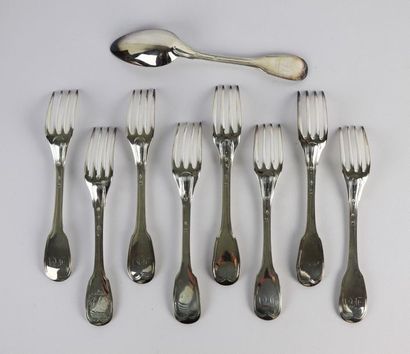Ensemble de six fourchettes et une cuillère...