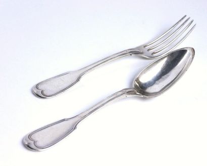 Ensemble de trois fourchettes et quatre cuillères...