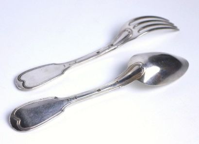 Ensemble de trois fourchettes et quatre cuillères...