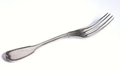 Suite de sept fourchettes en argent, modèle...
