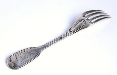 Suite de sept fourchettes en argent, modèle...