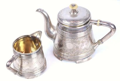 Théière et son pot à lait en argent, modèle...