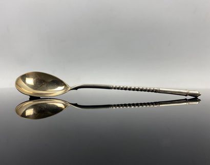 Suite de douze cuillères à moka en argent.

Travail...