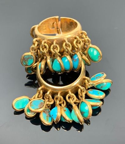 Paire de clips d'oreilles en or jaune et...
