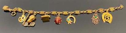 Bracelet à breloques en or jaune.

L_19 cm....