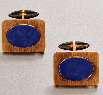 Pair of 14 kt - 585 mm gold alloy and silver...