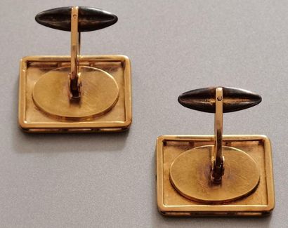 Pair of 14 kt - 585 mm gold alloy and silver...