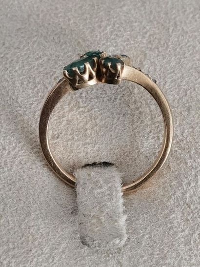 Small 750 mm pink gold cross-band ring set...
