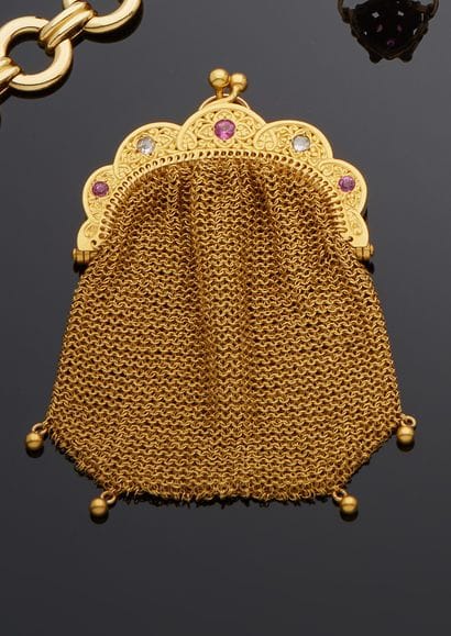 Bourse cote de maille en or 18k (750e), à...
