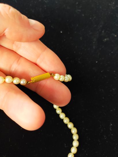 Collier ras de cou composé d’un rang de perles...