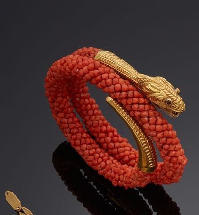 Bracelet serpent flexible, la tête et la...