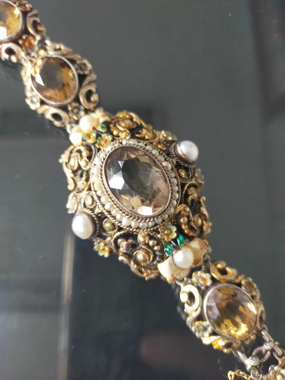 Demi-parure en argent (835e) doré, comprenant...