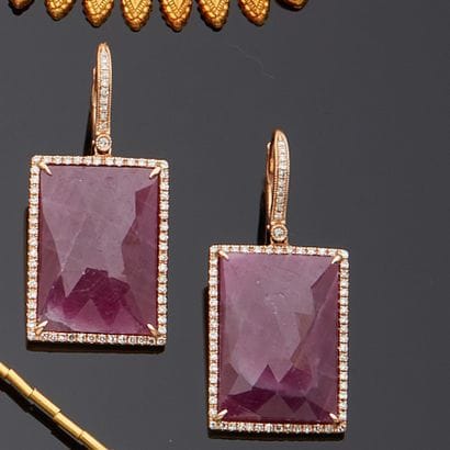Paire de boucles d'oreilles en or rose18k...
