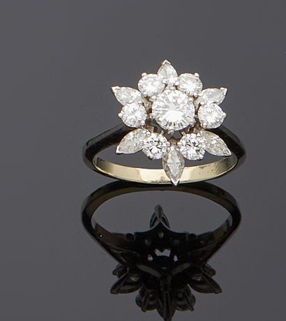 Bague en or gris 18k (750e) et platine (850e),...