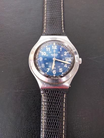 SWATCH AG 1993 irony fond bleu, bracelet...