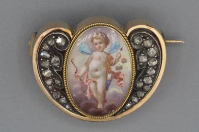Broche en or jaune 18k (750e) ornée d'une...