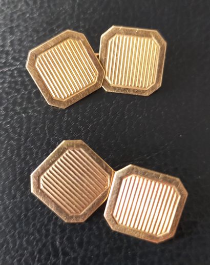 Paire de boutons de manchettes en or rose...