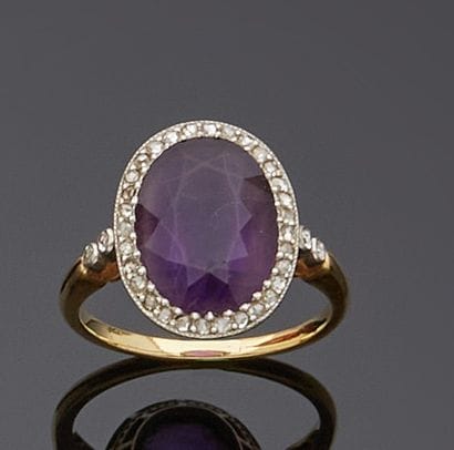 Bague en or 18k (750e) et platine, ornée...