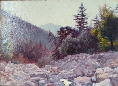 Camille BELLON (XIX-XX)
Mountain stream.
Oil...
