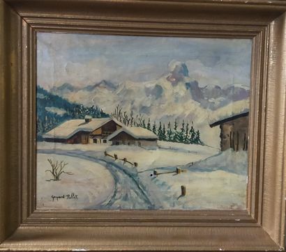 Gaspard Pollet (20th)
Mountain cottages.
Oil...