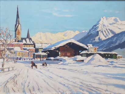 Swiss School
Davos under the snow
Oil on...