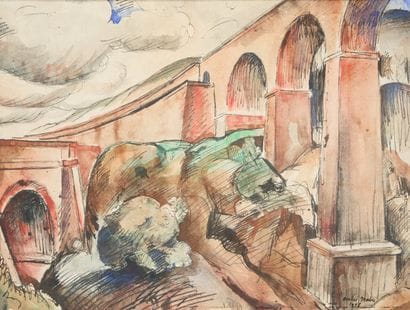 André MAIRE (1898-1984)
Paysage au pont,...