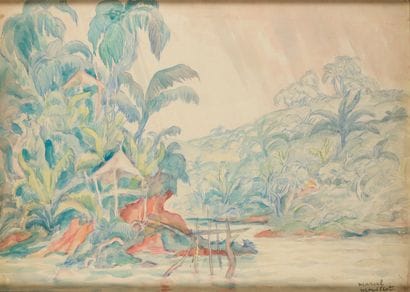 Marcel MOUILLOT (1889-1972)
Paysage tropicale
Aquarelle,...