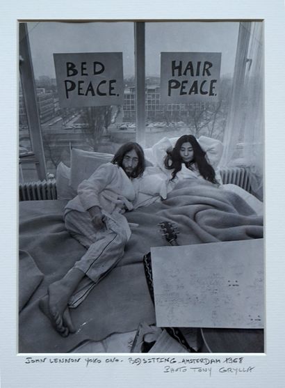 John Lennon Yoko Ono Bed sitting Hilton Amsterdam...