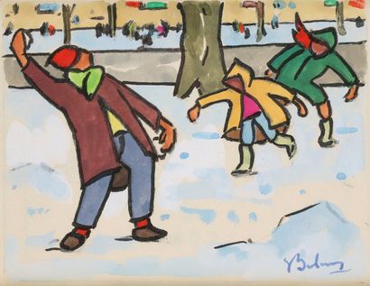 Gaston BALANDE (1880-1971)
Bataille de boules...