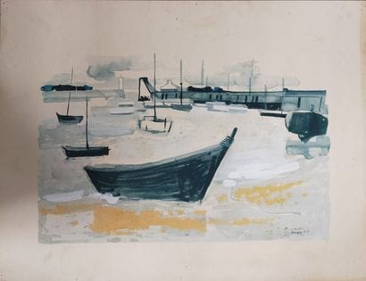 ERKER (XXe)
Les barques
Gouache sur papier,...