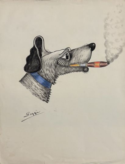 SEPPI
Three drawings: dog with a pipe, smoking...