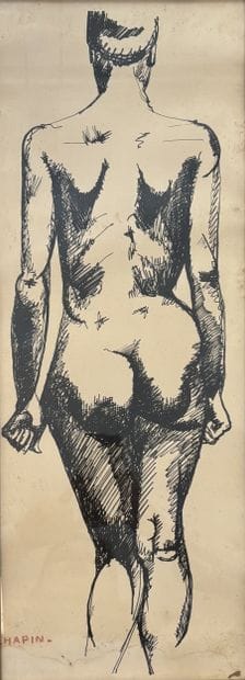 Jean CHAPIN (1896-1994)
Nu debout de dos
Encre...