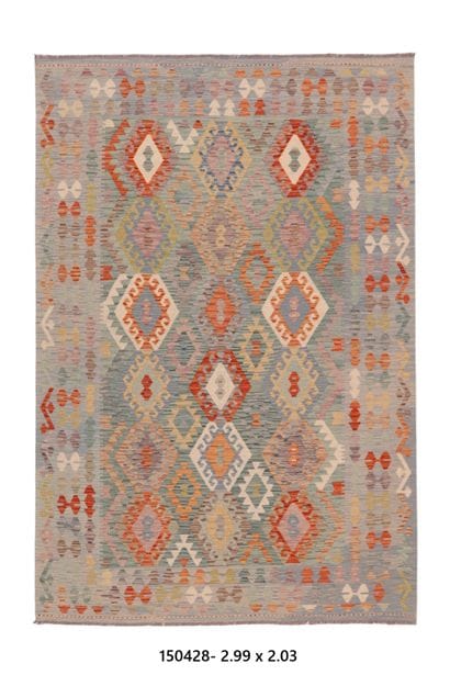 Tapis Kilim Afghan en laine fait main
299...