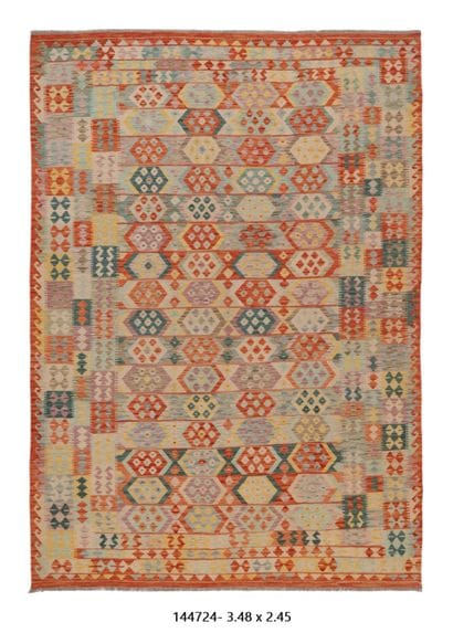 Tapis Kilim Afghan en laine fait main
348...