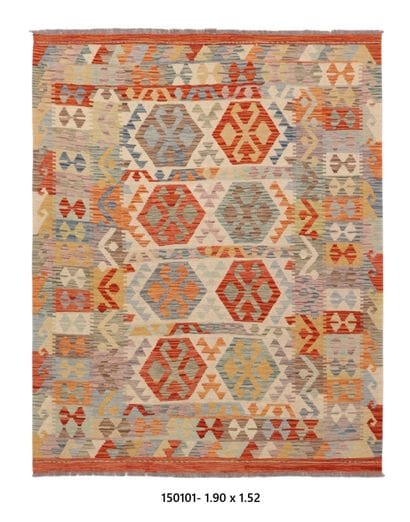 Tapis Kilim Afghan en laine fait main
190...