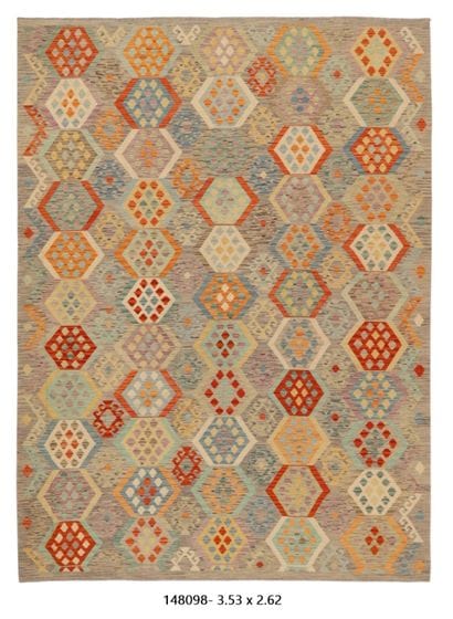 Tapis Kilim Afghan en laine fait main
353...