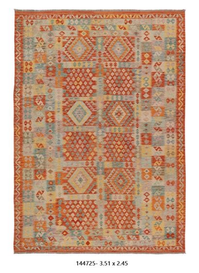 Tapis Kilim Afghan en laine fait main
351...
