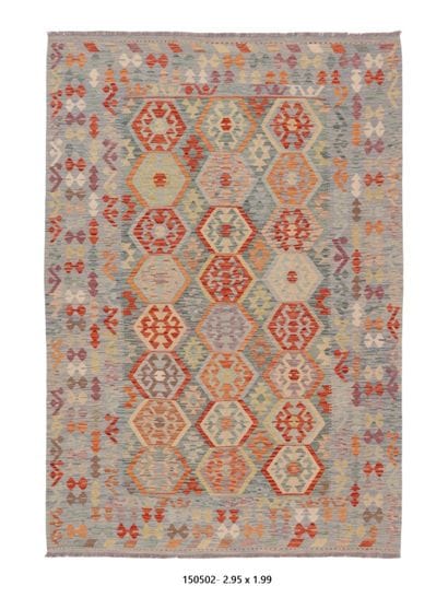 Tapis Kilim Afghan en laine fait main
295...